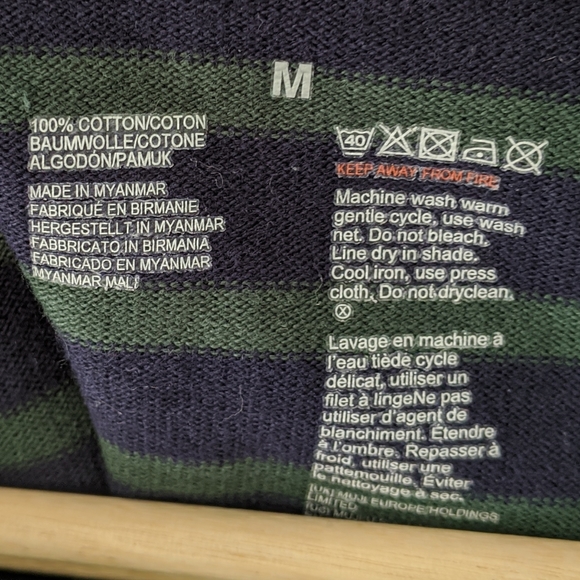 Muji Navy and Green Striped Crewneck - Picture 2 of 5